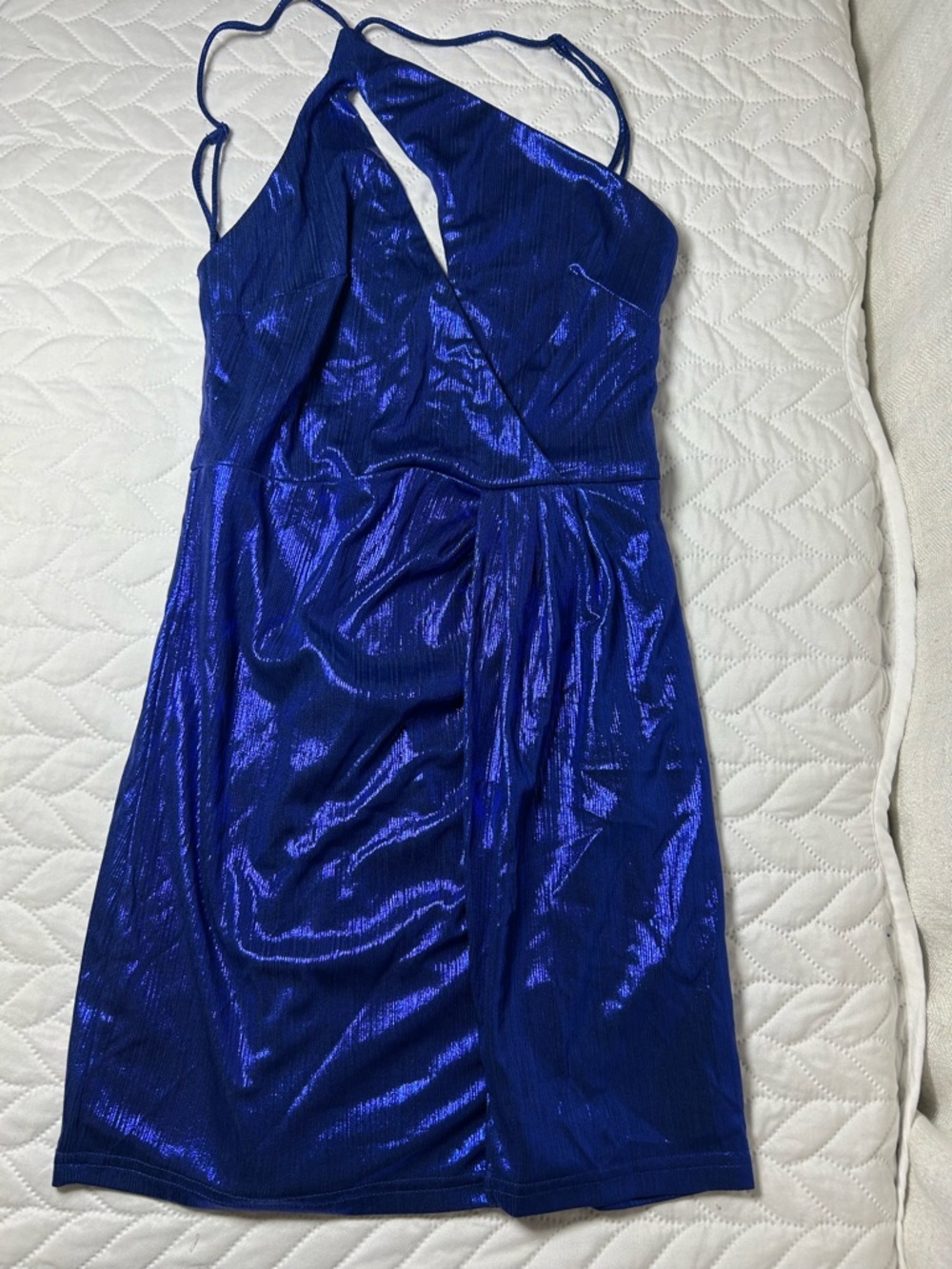 Superdown Metallic Royal Blue Cut-Out Mini Dress - Size XS